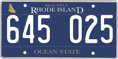 RI license plate 645025