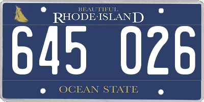 RI license plate 645026