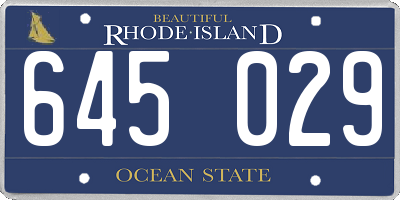 RI license plate 645029