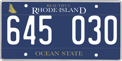 RI license plate 645030