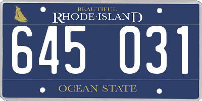 RI license plate 645031