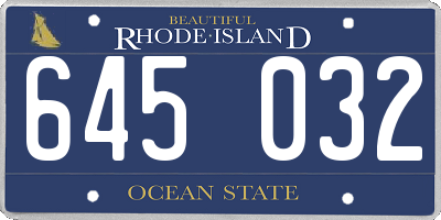 RI license plate 645032