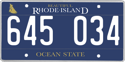 RI license plate 645034