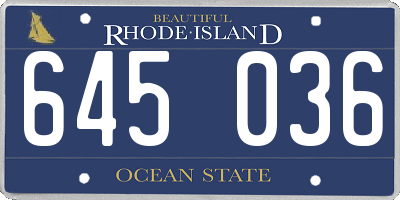 RI license plate 645036