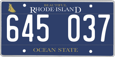RI license plate 645037