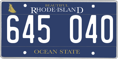 RI license plate 645040