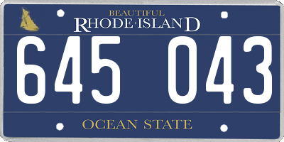 RI license plate 645043