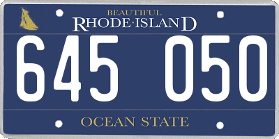 RI license plate 645050
