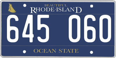 RI license plate 645060