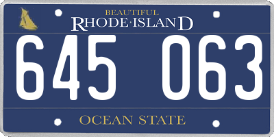 RI license plate 645063