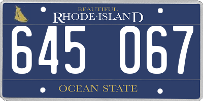 RI license plate 645067