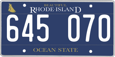 RI license plate 645070
