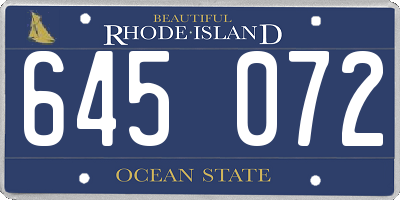 RI license plate 645072