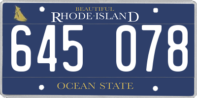 RI license plate 645078