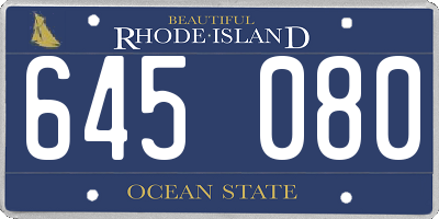 RI license plate 645080