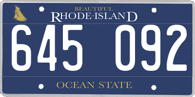 RI license plate 645092