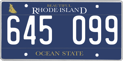 RI license plate 645099