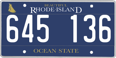 RI license plate 645136