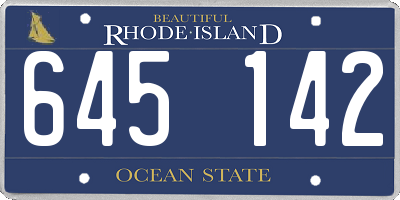 RI license plate 645142