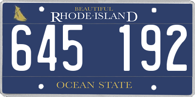 RI license plate 645192