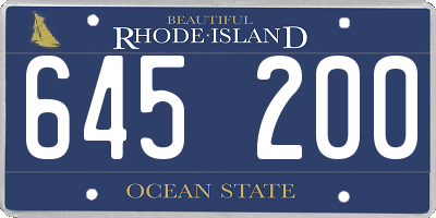 RI license plate 645200