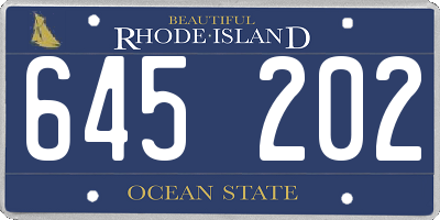 RI license plate 645202