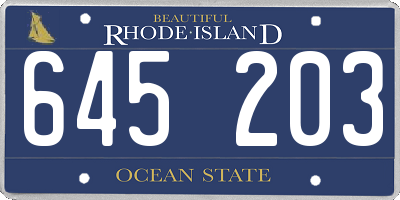 RI license plate 645203