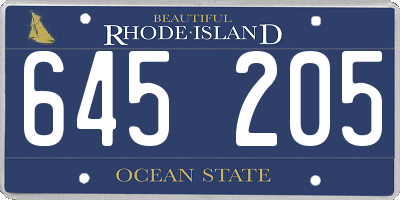 RI license plate 645205