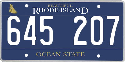 RI license plate 645207