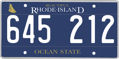 RI license plate 645212
