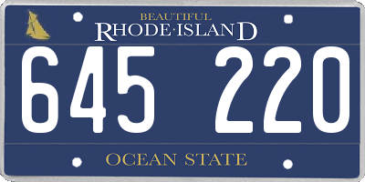 RI license plate 645220