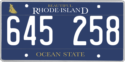 RI license plate 645258