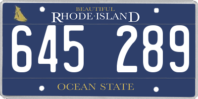 RI license plate 645289