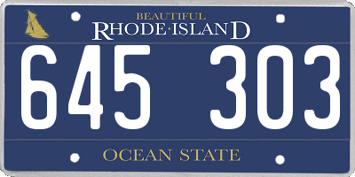 RI license plate 645303