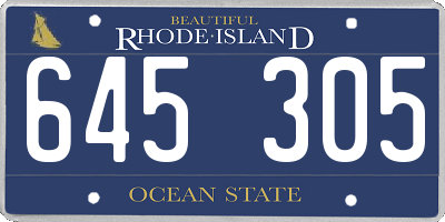 RI license plate 645305
