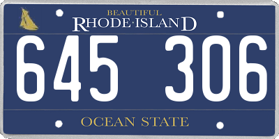RI license plate 645306