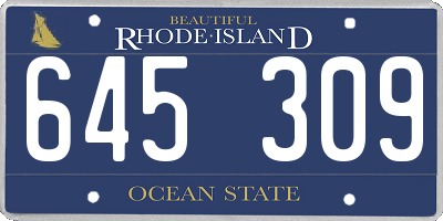 RI license plate 645309