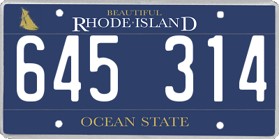 RI license plate 645314