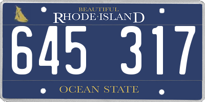 RI license plate 645317