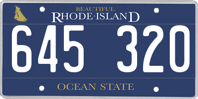 RI license plate 645320