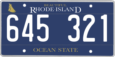 RI license plate 645321