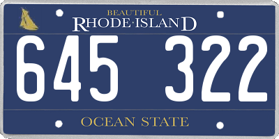 RI license plate 645322