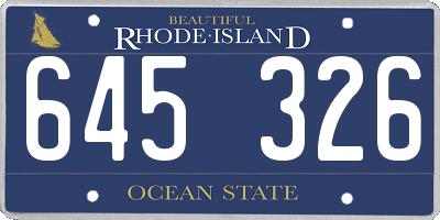 RI license plate 645326