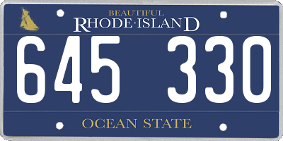 RI license plate 645330