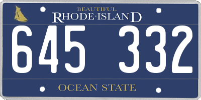 RI license plate 645332