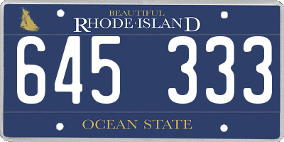 RI license plate 645333