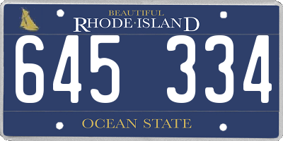 RI license plate 645334
