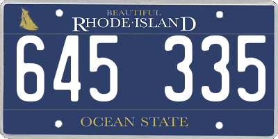 RI license plate 645335