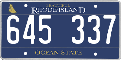 RI license plate 645337
