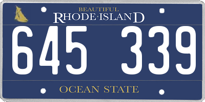RI license plate 645339